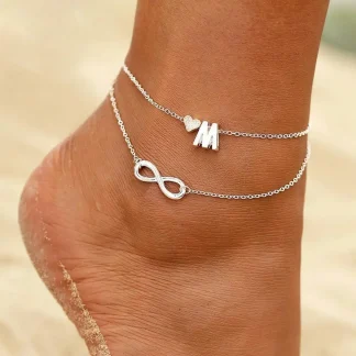 Shiny Initial Heart Anklet